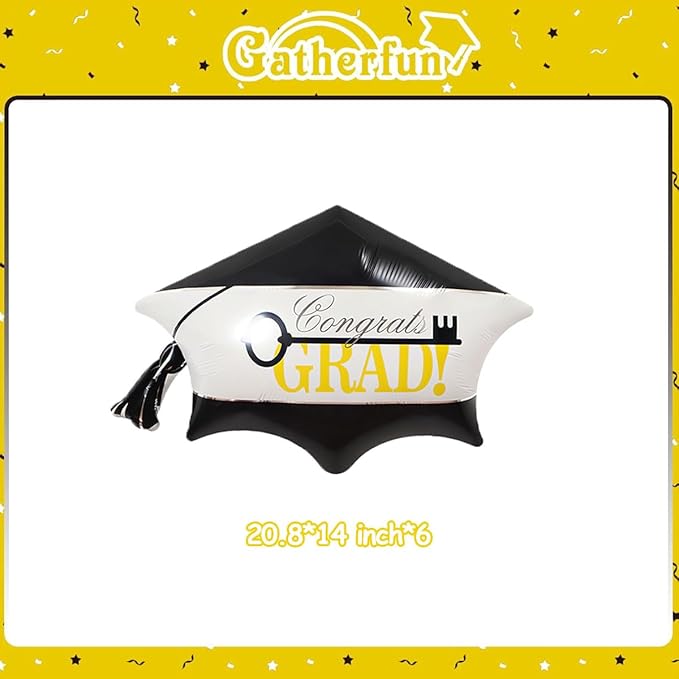 6pcs Graduation Cap Decorations Set, Congrats Grad Balloons, Graduation Cap, Hat Balloon, Grad Foil Balloons For College High School Party Decorations 2026