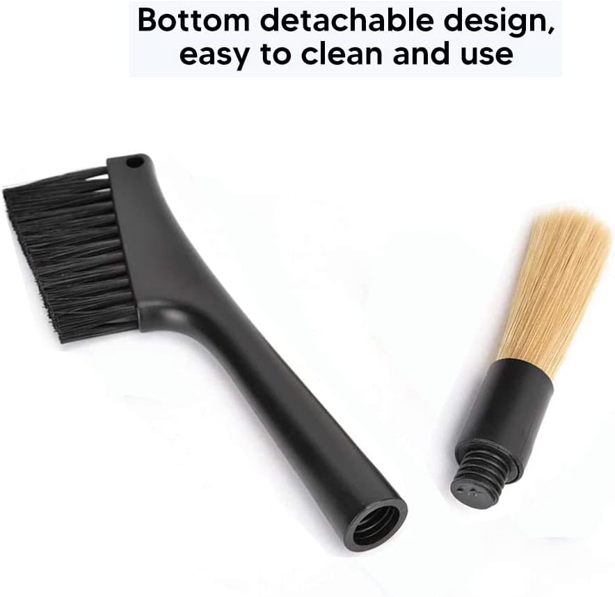 2 Pack Coffee Machine Cleaning Brush, Dual Purpose Dusting Espresso Grinder Brush, Black, Polypropylene, PET Bristles