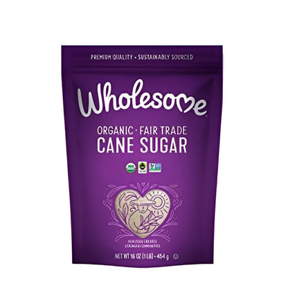 Wholesome Sweeteners 16-Ounce Organic Cane Sugar, Fair Trade, Non GMO, Gluten Free, Pure & Vegan, for Baking and Sweetening, 1 Pack