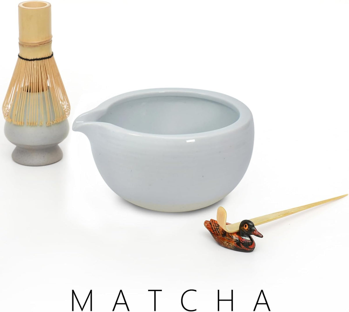 Artcome Matcha Ceremony Kit for Japanese Tea Ceremony, Bowl with Pouring Spout, Whisk, Tea Scoop, Matcha Powder Strainer