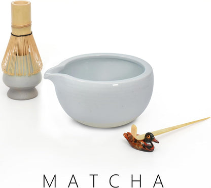 Artcome Matcha Ceremony Kit for Japanese Tea Ceremony, Bowl with Pouring Spout, Whisk, Tea Scoop, Matcha Powder Strainer