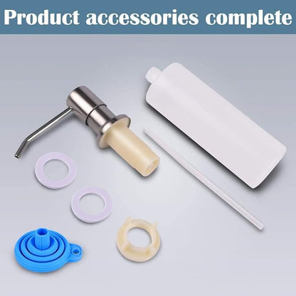 Soap Dispenser for Kitchen Sink (Brushed Nickel),Built in Design Sink Soap Dispenser, Refill from The Top, Stainless Steel Kitchen Soap Pump with 10 fl.oz Bottle (300ml)