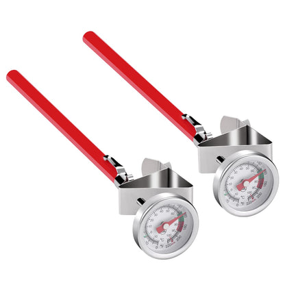 2 Pack Instant Read Pocket Milk Frothing Thermometer with1 inch Dial 5 inch Probe Clip,Best Instant Read Food for The Coffee Drinks