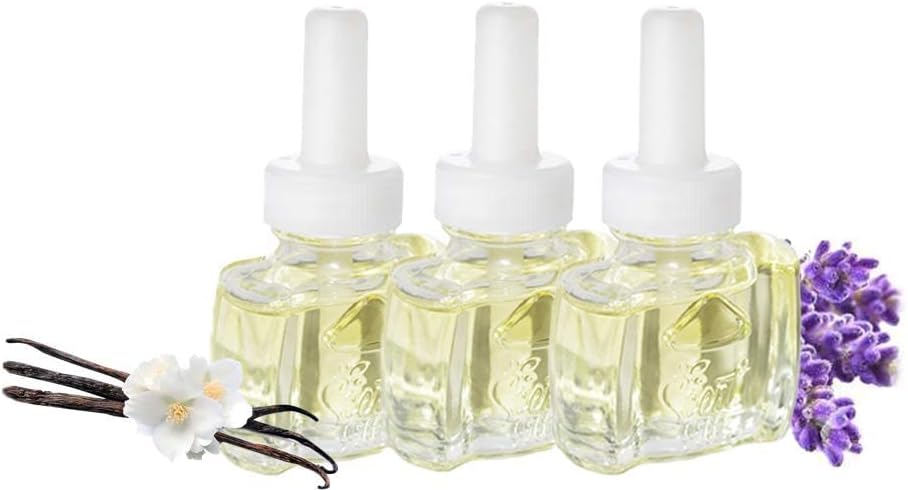 Scent Fill 100% Natural Lavender Vanilla Plug in Air Freshener, Scented Oil Refills, 3 Refills