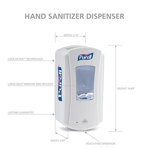 PURELL LTX-12 Touch-Free Hand Sanitizer Dispenser, White, for PURELL LTX-12 1200 mL Hand Sanitizer Refills (Pack of 1) - 1920-01