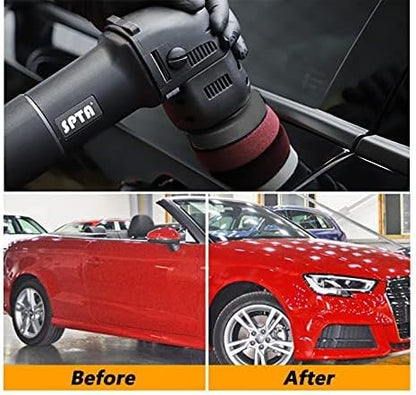 SPTA Mini Orbital Polisher - 3 Inch 10mm/780W Variable Speed Dual Action With Polishing Pads, Sanding Discs, Pad Conditioning Brush