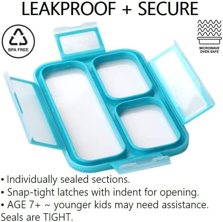 Snack Containers - Mini Bento Box, Small Lunch Boxes for Kids Toddlers Boys Girls, Leakproof 3 Compartment Containers for Meal or Snacks