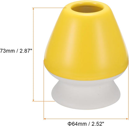HARFINGTON Ceramic Chasen Stand 73mm Matcha Whisk Holder Teas Set Whisks Stand Traditional Matcha Tea Chasen Holder Tea Set Accessories for Tea Tasting, Yellow White