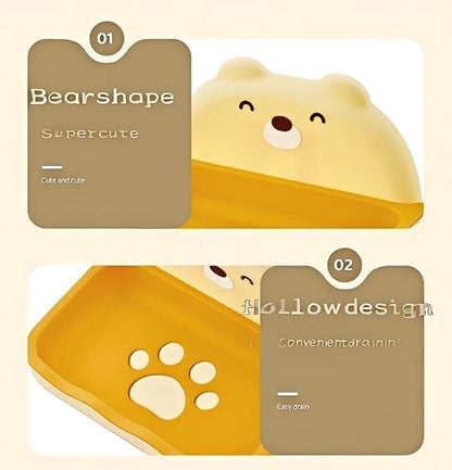 1 Piece Children's soap Box, Suitable for Shower, Bathroom, Kitchen, Bathtub, Cartoon soap Box, no Need to Punch Installation (Yellow)