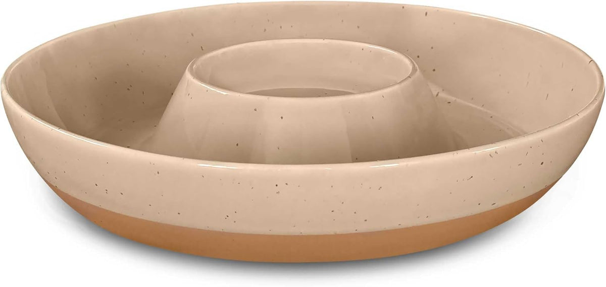 Mora Ceramic Chips and Dip Serving Tray: Large Divided Party Bowl Set for Chips & Salsa, Veggies & Dip, Fruit, Snacks, Entertaining, Hosting, etc