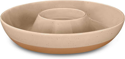 Mora Ceramic Chips and Dip Serving Tray: Large Divided Party Bowl Set for Chips & Salsa, Veggies & Dip, Fruit, Snacks, Entertaining, Hosting, etc