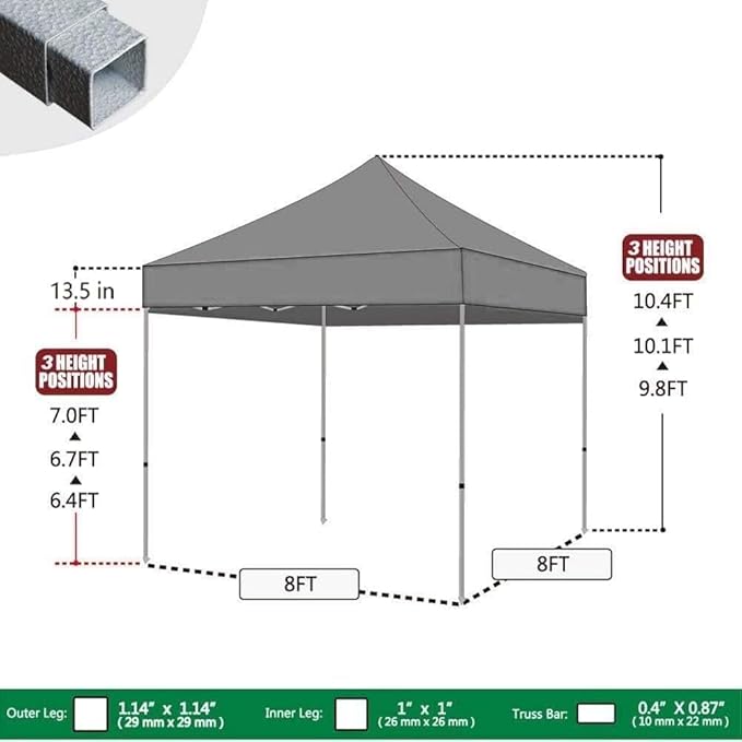 Eurmax USA 8x8ft Pop Up Canopy, Commercial Instant Tent for Outdoor Events, Patented No-Tip Rolling Storage Bag with 4 Sandbags, UV & Water Resistant, Heavy Duty Portable Shelter Gazebo,Sand