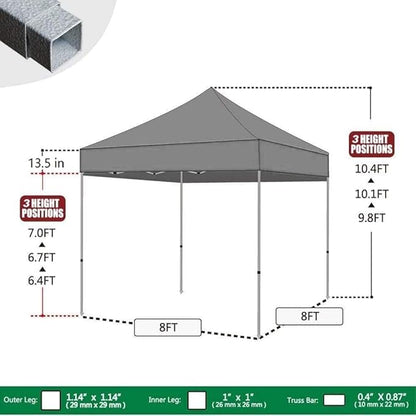 Eurmax USA 8x8ft Pop Up Canopy, Commercial Instant Tent for Outdoor Events, Patented No-Tip Rolling Storage Bag with 4 Sandbags, UV & Water Resistant, Heavy Duty Portable Shelter Gazebo,Sand