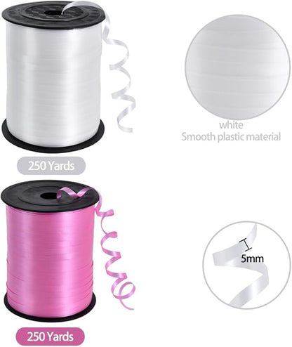 TONIFUL 500 Yards Curling Ribbon-Balloon Ribbon-Balloon String for Art&Craft Decor,Gift Wrapping,Ribbons and Bows for Christmas New Year Birthday Gifts Graduation Supplies (Pink and White)