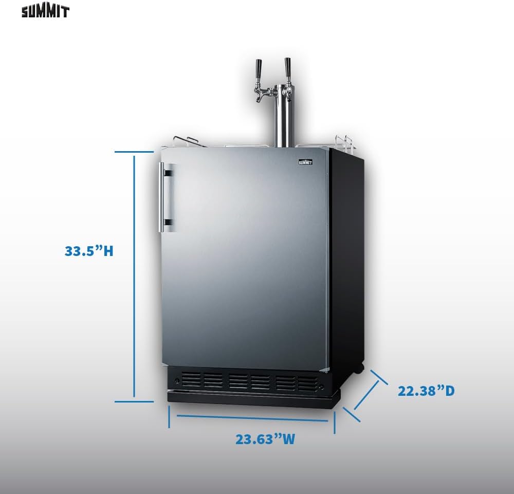 Summit Appliance 24" Wide Cold Brew Coffee Kegerator/Refrigerator Combo, Black Interior, Caster Wheels, Residential/Commercial Use (LHD