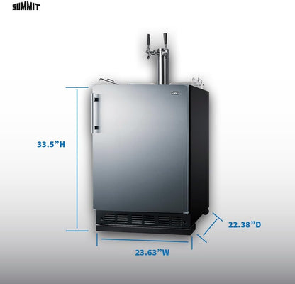 Summit Appliance 24" Wide Cold Brew Coffee Kegerator/Refrigerator Combo, Black Interior, Caster Wheels, Residential/Commercial Use (LHD