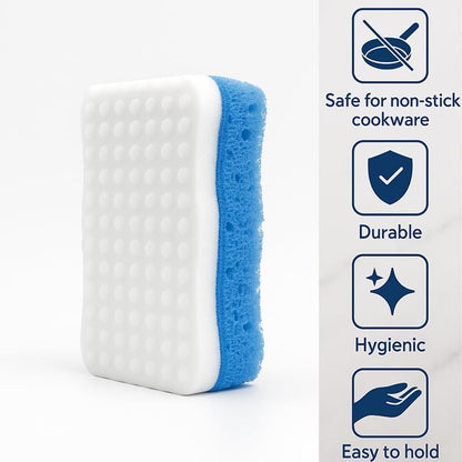 Ampang Wave-Shaped Scrub Sponges for Kitchen Cleaning - Nano Sponge & High-Foam Seaweed Cotton, Non-Scratch, Dishwasher Safe, Ideal for Washing Dishes & Daily Household Tasks (5, Blue)