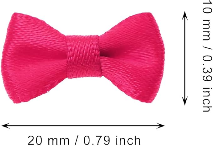 Tupalizy Mini Satin Ribbon Bows Small Craft Sewing Fabric Bows for Christmas Decoration Bow Ties Scrapbook Gift Bags Boxes Greeting Invitation Cards Wedding Party Favor, 20x10mm, 50PCS (Rose Red)