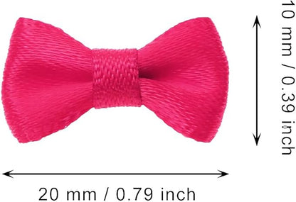 Tupalizy Mini Satin Ribbon Bows Small Craft Sewing Fabric Bows for Christmas Decoration Bow Ties Scrapbook Gift Bags Boxes Greeting Invitation Cards Wedding Party Favor, 20x10mm, 50PCS (Rose Red)