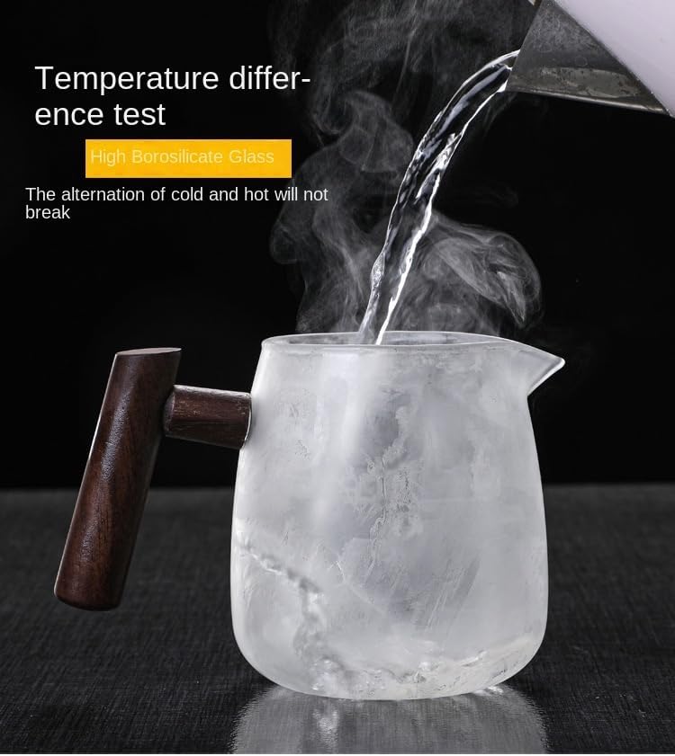 Glass Teapot,18.6oz/550ml Glass Tea Kettle With Wooden Handle,Stovetop & Microwave Safe Glass Borosilicate Teapot,Teapot With Infuser