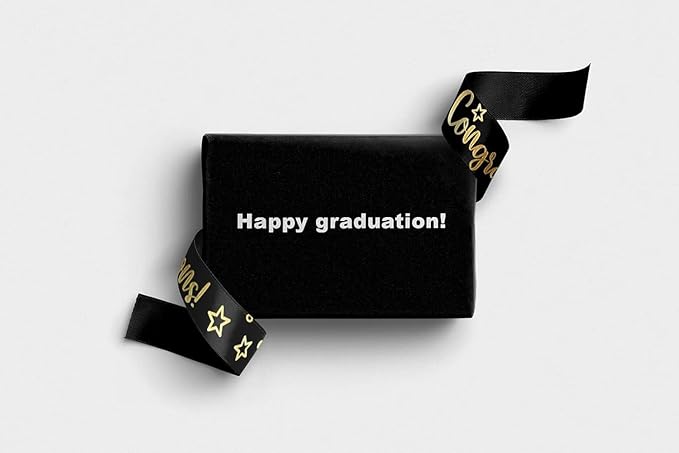 4 Pack Graduation Ribbon Class of 2026, Gold Foil Satin Ribbon for Graduation Decorations, 20 Yards Total with 3/8" & 7/8" Width, for Hair Bow Accessory and Gift Wrapping