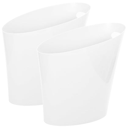 Youngever 2 Gallon Slim Trash Can, Plastic Garbage Container Bin, Small Trash Bin with Handles for Home Office, Living Room, Study Room, Kitchen, Bathroom (2 Pack White)