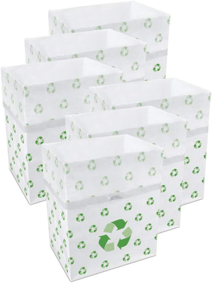 13 Gallon Disposable Pop-Up Trash Cans (6-Pack) with Fitted Bags – Foldable Garbage & Recycling Bins for Parties, Events & Kitchen (Recycle, 17" H x 13.5" W x 10" D)