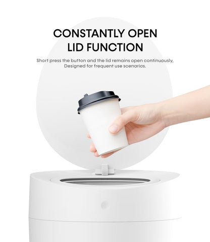 TOWNEW T AIR ONE Smart Trash Can, 2.6 Gallon Automatic Garbage Can with Self-Sealing and Self-Changing, Motion Sense Activated Rechargeable Trashcan for Living Room Bedroom Workshop Kitchen, White