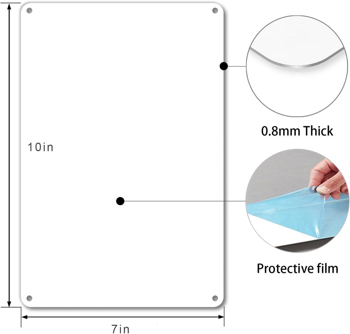 White Blank Metal Sign,10 x 7 Inches Sturdy Rust Free Aluminum Metal Signs White Color Blank Sign, Waterproof, Easy Mounting