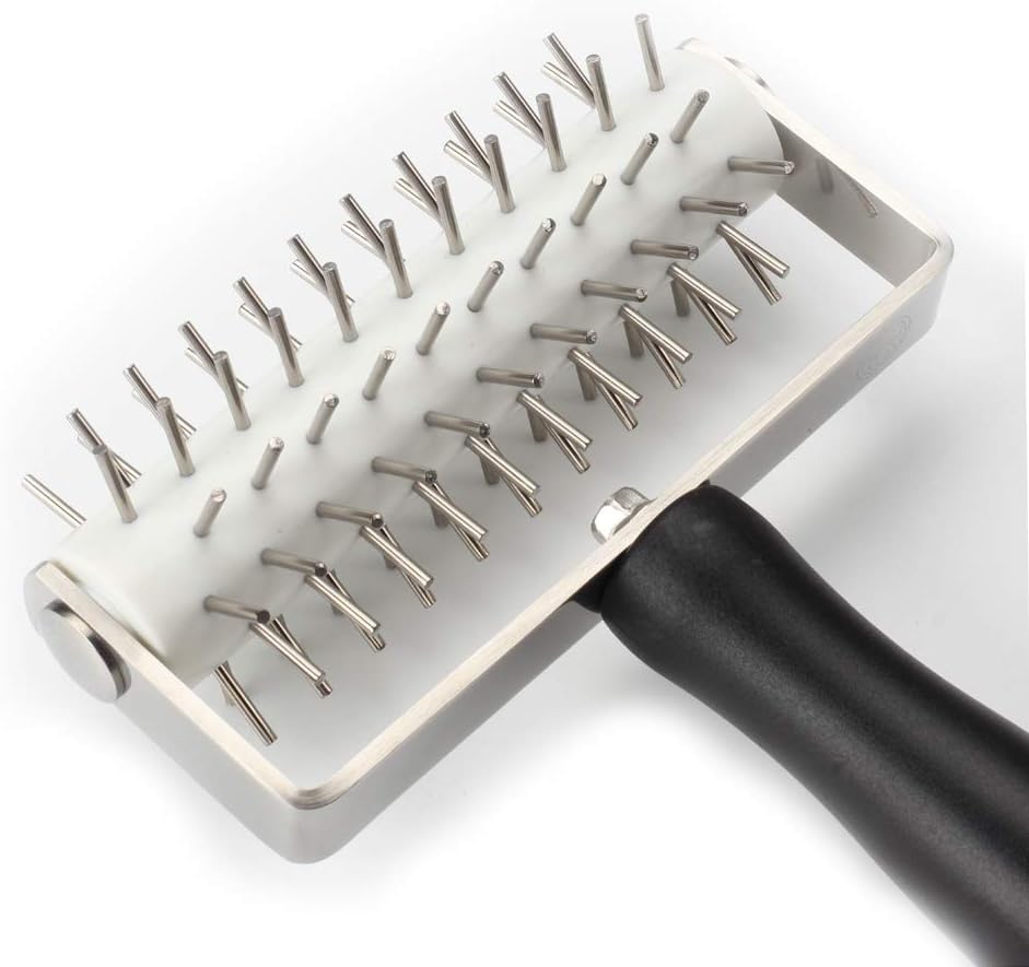 Pizza Dough Docker - Evnsix Pastry Docker Roller with Stainless Steel Spikes for Homemade Baking Cake crackers Pie Hole Maker