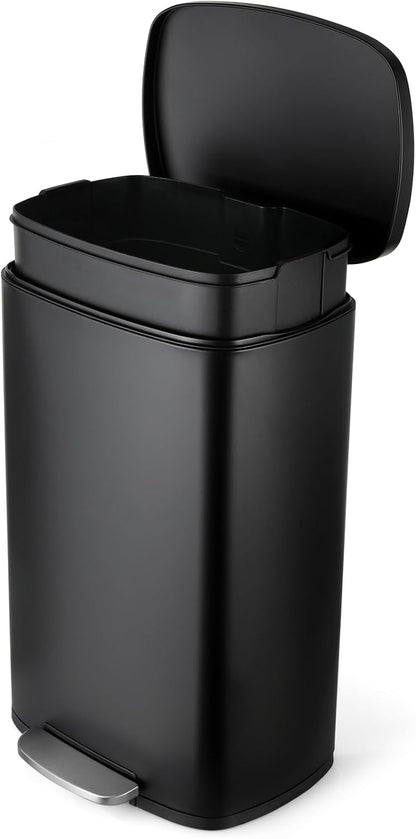13.2 Gal Kitchen Trash Can, 50L Recycling or Garbage Bin, Brushed Stainless Steel Waste Basket, Soft&Quiet Close Dustbin, with Step-On Pedal, Removable Inner Bucket, for Home, Office, LIving Room