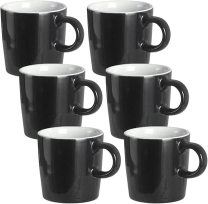 homEdge Mini Procelain Espresso Cup, 4 Ounces / 120 ml Tiny Ceramic Coffee Mugs Demitasse for Espresso, Tea- Set of 6, Black