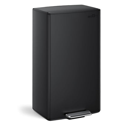 mVm 10.6 Gallon Heavy Duty Step Trash Can with Lid, Foldable Foot Pedal Bin for Kitchen Office Dormitory Home Rooms (Black)