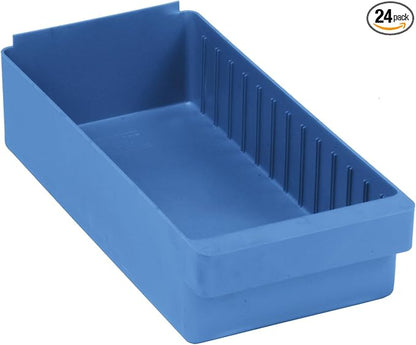 Quantum QED606BL Storage Systems Super Tuff Euro Drawers | Oil Chemical Resistant Tray Organizer for Industrial Kitchen Automotive Warehouse | 17.62"W x 8.37"D x 4.62"H, Blue, Polystyrene (Case of 24)