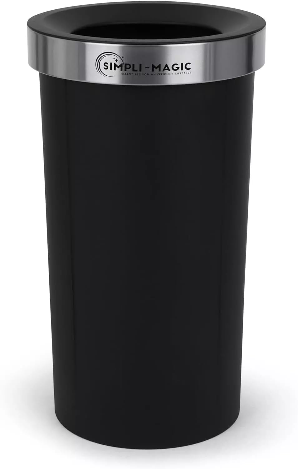 SIMPLI-MAGIC 16 Gallon (60L) Open Top Trash Can – Round Commercial Trash Can – Smudge-Resistant, Easy to Clean, Non-Skid Base, Stainless Steel (2 Pack)