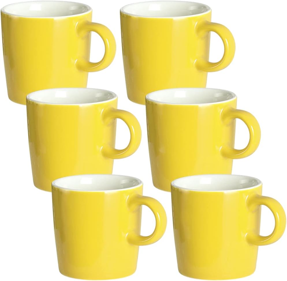 homEdge Mini Procelain Espresso Cup, 4 Ounces / 120 ml Tiny Ceramic Coffee Mugs Demitasse for Espresso, Tea- Set of 6, Yellow