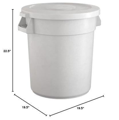20 Gallon White Round Commercial Trash Can with Lid