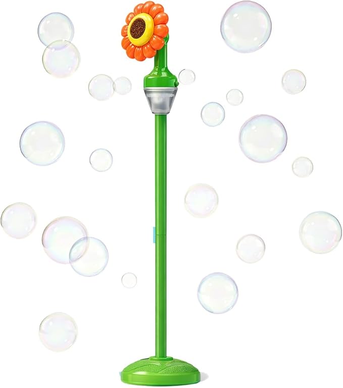 Street Lamp Bubble Machine, 2026 New Automatic Bubble Machine Stand with Light Music, Adjustable Standing Bubble Maker Blower Torch-Shaped for Outdoor Party Birthday Wedding (Orange Sunflowers)