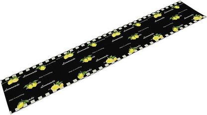 Lemon Table Runner,White Black Buffalo Plaid Watercolor Summer Fruit Print Table Runner for Kitchen Dining Table Indoor Outdoor Home Party Decor 13x70in