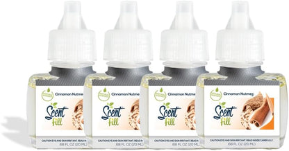 Scent Fill Sweet & Spicy Cinnamon Nutmeg Plug in Air Freshener, 4 Scented Oil Refills