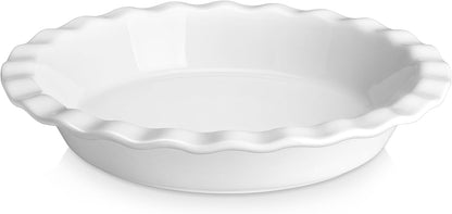 Malacasa Ceramic Pie Pan, Pie Pan for Baking 9 Inch, 40 OZ Pie Plate Round Pie Dish for Baking Fluted Pie Dish Baking Pan