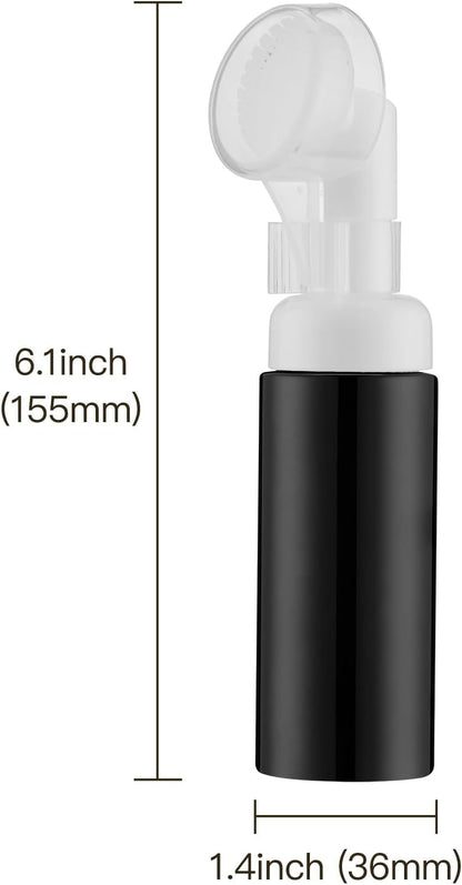 2 OZ Foam Bottle with Brush, Empty Foaming Dispensers to Travel for Soap, Shampoo (3pcs, Black)