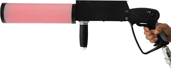 LED CO2 Jet Gun for Wedding DJ Party, RGB Automatic Color-Changing Handheld CO2 Cannon Gun DJ Fog Gun CO2 Jet Machine Blaster with 10ft Hose for Stage Effect, Concert, Disco, Halloween