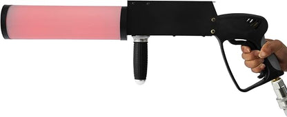 LED CO2 Jet Gun for Wedding DJ Party, RGB Automatic Color-Changing Handheld CO2 Cannon Gun DJ Fog Gun CO2 Jet Machine Blaster with 10ft Hose for Stage Effect, Concert, Disco, Halloween