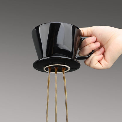 Segarty #2 Pour Over Coffee Maker, Single Cup Black Ceramic Coffee Dripper, 1 Set Size No.2 Reusable Filter Cone Drip Holder Slow Brewer with 3 Holes