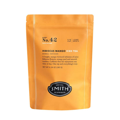 Steven Smith Teamaker Hibiscus Mango Iced Tea No. 42, Refreshing, Caffeine-Free, Sustainably Grown, Full Leaf Herbal Iced Tea, 10 Count