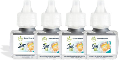 Scent Fill Ocean Minerals Plug in Air Freshener, Scented Oil Refills, 4 Plug In Refills - Air Fresheners for Home, Bathroom, Kitchen, & More - Room Fresheners