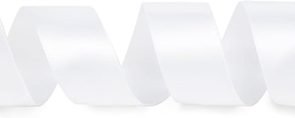 Ribbli Double Faced White Satin Ribbon,1” x Continuous 25 Yards,Use for Bows Bouquet,Gift Wrapping,Floral Arrangement