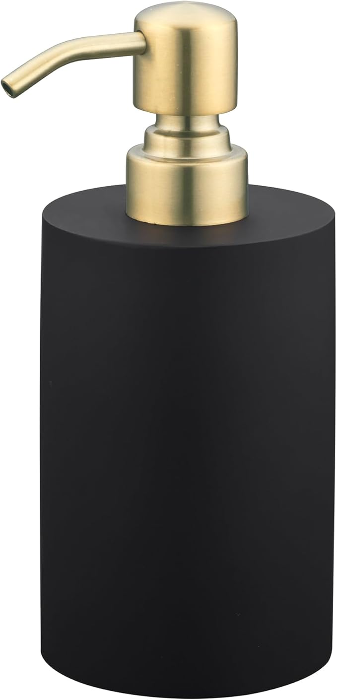 Soap Dispenser Black and Gold Countertop for Bathroom Kitchen Stainless Steel Pump, Liquid Soap Dispenser 13.5oz Resin Lotion Dish Soap