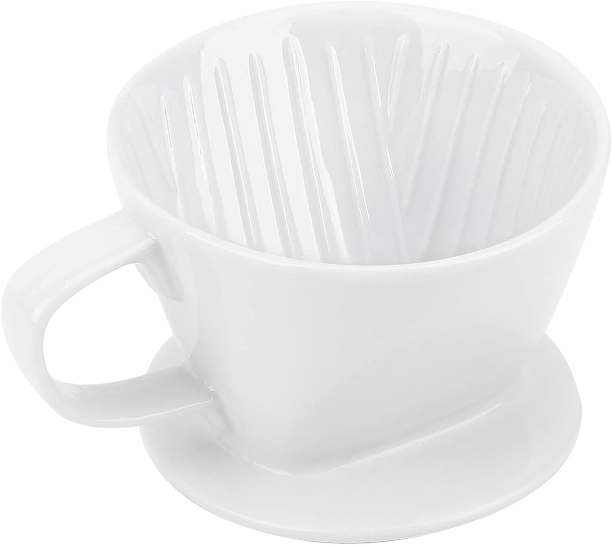 Segarty Pour Over Coffee Maker, Single Cup White Ceramic Coffee Dripper, Size No.2 Reusable Filter Cone Drip Holder Slow Brewer with 3 Holes Flat